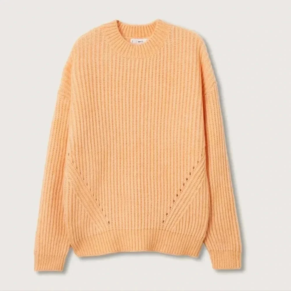 Mango MNG Peach‎ Orange Chunky Knit Sweater Cardigan NWT Plus 3XL